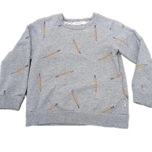 Grey Crewneck Kids School Sweater Pencil Graphic Sweater Size:4 miles Kids